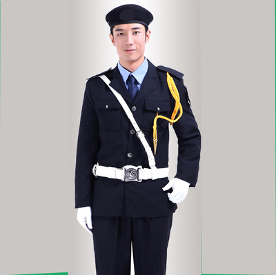 精神帅气宝蓝色安防巡逻冬装保安服