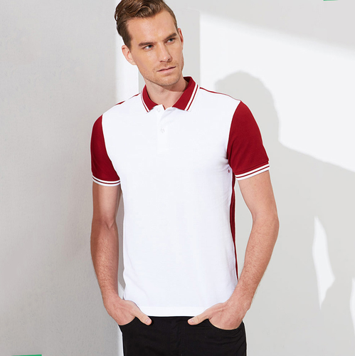 拼色翻领修身商务短袖POLO衫T003款