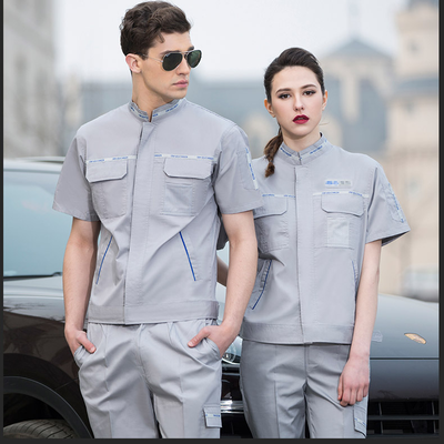 短袖个性时尚灰色车间工作服LSCF008款