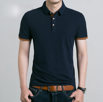CVC商务翻领拼色短袖POLO衫T011款