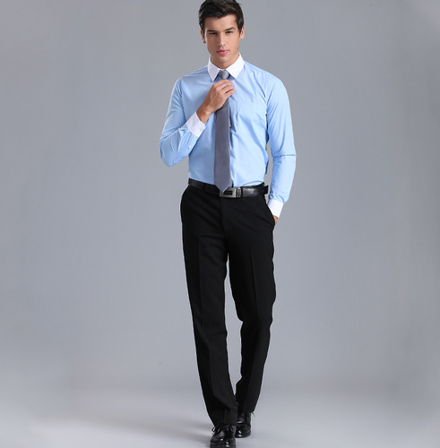 男士長袖拚色襯衫2004款